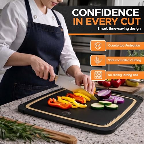 Composite Wood Cutting Board Set of 3 (Black/Tan)