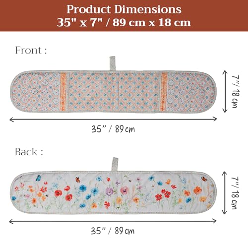 Double Oven Mitts 100% Cotton Double Oven Glove (039 - Summer Whisper / 7" x 35" (Double Oven Mitt))