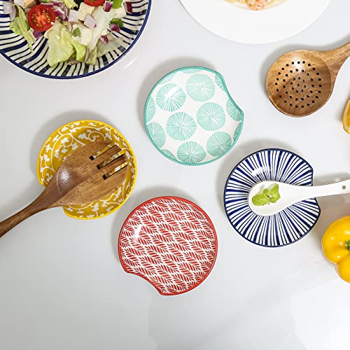 4.6 Inch Ceramic Spoon Rest for Stove Top (Assorted Colors)