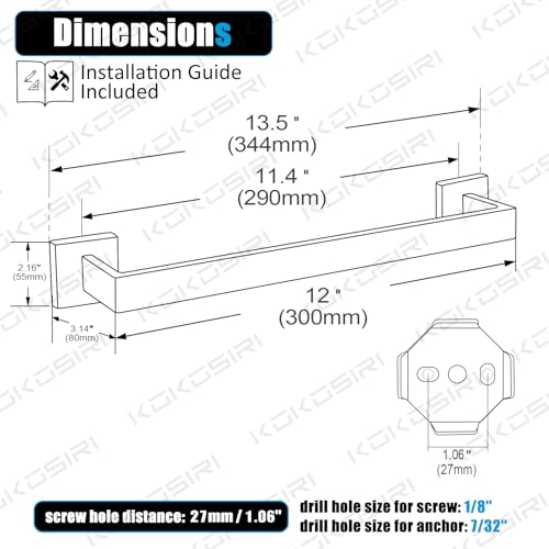 12 Inch Towel Bar for Bathroom Kitchen Towel Holder Wall Mounted SUS304 Stainless Steel Towels Rack (Champagne Bronze / 12-Inch)