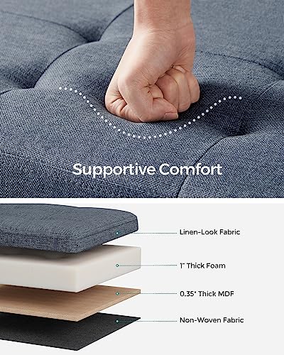 30 Inches Folding Storage Ottoman Bench (Misty Blue / 15"D x 30"W x 15"H (without Flipping Lid))