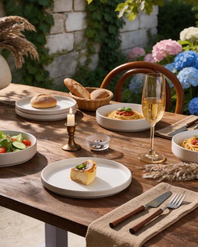 Stoneware Dinnerware Sets for 4 (Matte White)