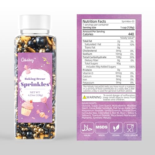 Royal Crown Black and Gold Sprinkles for Cake Decorating 4.23ounce (4.23 Ounce)