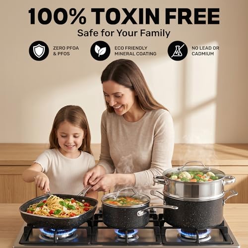 20 Pc Complete Pots and Pans Set Non Stick Cookware Set with Saute Pan