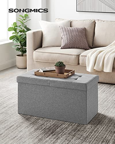 30 Inches Storage Ottoman (Light Gray / 15"D x 30"W x 15"H (with Flipping Lid))