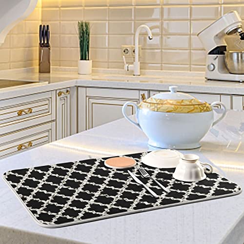 Super Absorbent Dish Drying Mat (Geometry Texture Classic Modern / 18" x 24")