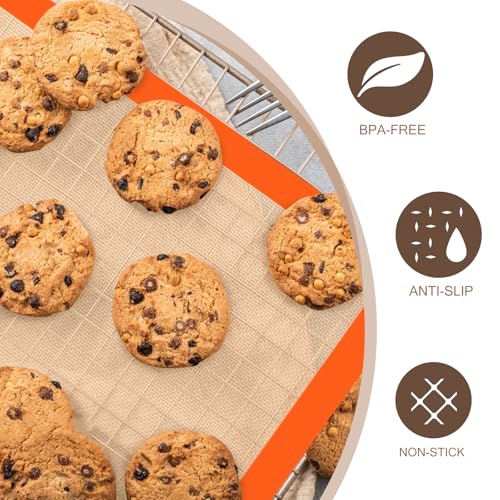Silicone Baking Mat Set (Orange / 4 Sheets Set)