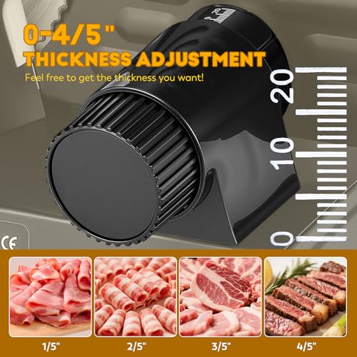 Meat Slicer 220W Electric Deil Food Slicer with 2 Removable 7.5" Blades (Black)