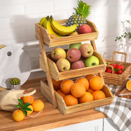 Wooden 3 Tier Fruit Basket (Pine Wood / 3-Tier)