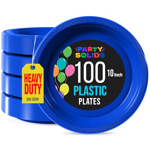 Sturdy Dark Blue Plastic Plates 10" Party Plates 100 Pcs (10 inch / Dark Blue)