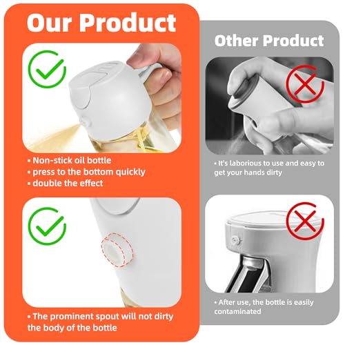 16oz 470ml Glass Olive Oil Sprayer for Cooking (White)