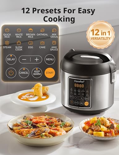 Small Rice Cooker with 10 (4 Cups Uncooked_10 Presets)