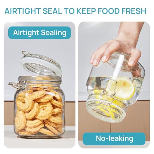 34oz Glass Food Storage Jars with Airtight Clamp Lids