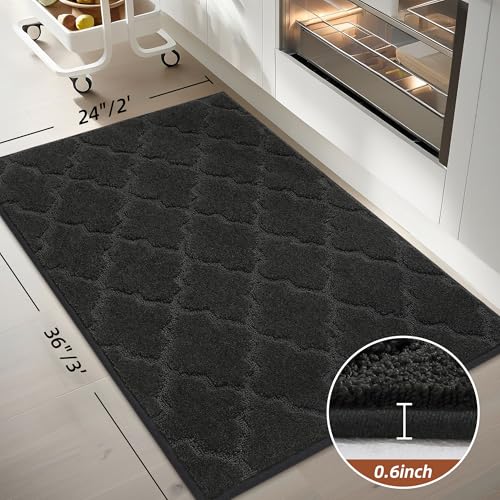Kitchen Rugs Non Slip Washable 24"x36" (Black / 24"X 36")