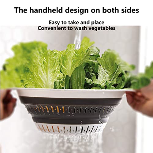 2 Pcs Collapsible Square Silicone Colander Strainer for Fruit Veggie Pasta (2.1L+2.1L / Blue and Green)