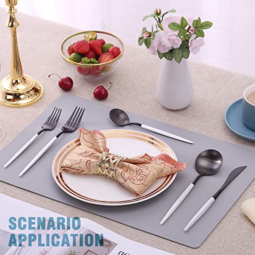 Matte Black White Silverware Set for 4 (Black White / 20 Pieces Set)