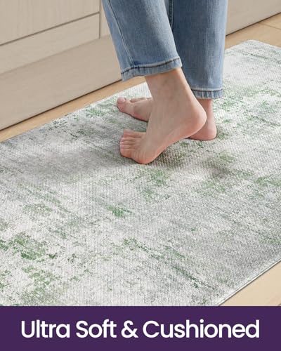 Kitchen Floor Mats Cushioned Anti Fatigue Runner Rug 23x86 Green (Green / 86"L x 23"W x 0.4"Th)