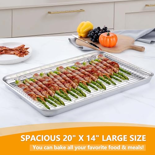 20x14 Inch XL Stainless Steel Baking Sheet with Cooling Rack Set (20x14x1.2)