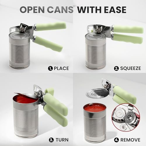 Manual Can Opener Heavy Duty Patented Stainless Steel (Matcha Cream / Comfy Grip)