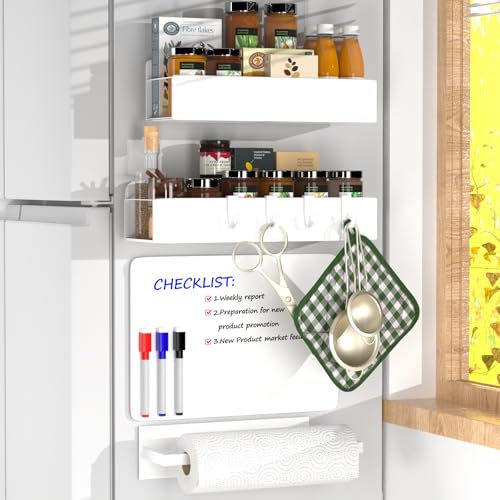 4 Pack Magnetic Spice Rack for Refrigerator (White / 4Pack-1)