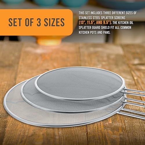 Set of 3 Stainless Steel Splatter Screen (3 Count)