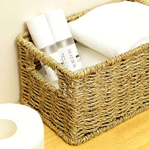 Wicker Baskets for Storage (12 x 8 x 6 inches / Natural (Seagrass))