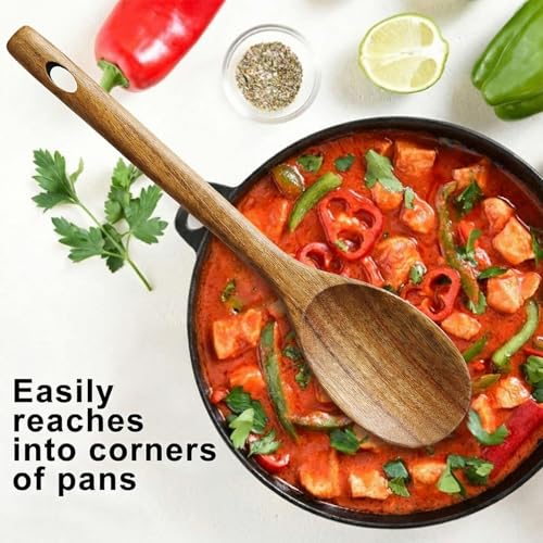 Large Wooden Spoons for Cooking Utensil Set Slotted Spoon Kitchen Spatula (Slotted + Cooking Spoon)