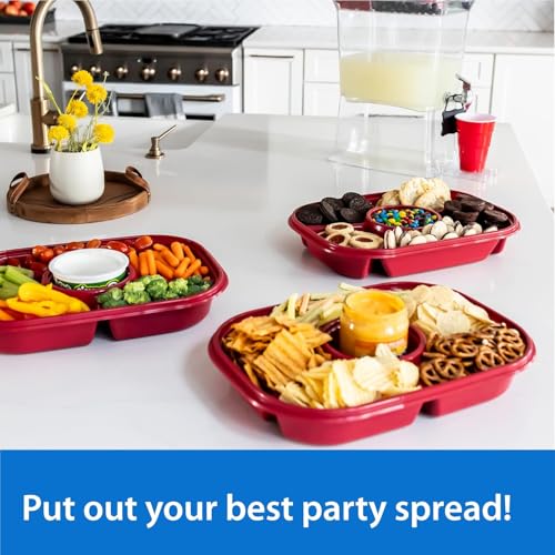 Red Jumbo Divided Serving Tray (Red)