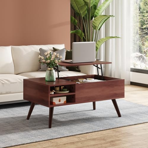 Lift Top Coffee Table with Hidden Storage (Espresso / 39" with Shelf)