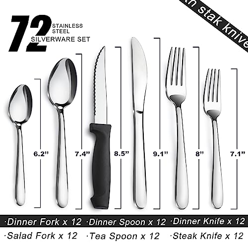72 Pieces Silverware Set for 12 (72P)
