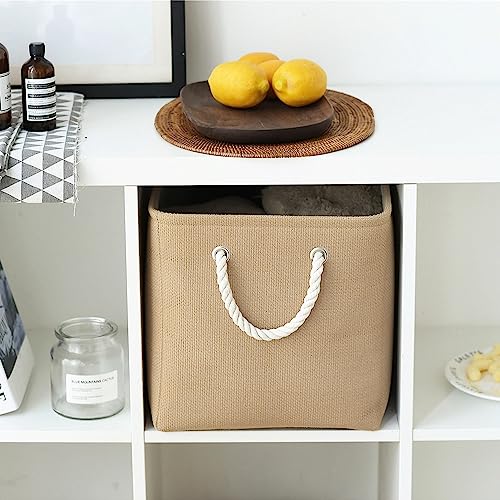 Organization and Storage Basket for Organizing (Beige / 3PCS/Large Cube - 16L×12W×12H)