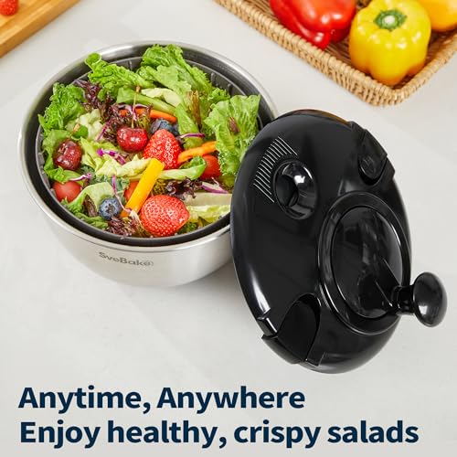 Stainless Steel Salad Spinner (Black Lid)