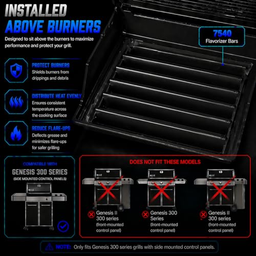 24.5 Inch Flavorizer Bars for Weber Genesis 300 Series (24.5" × 2.37" × 2.37" 7540 Genesis 300)