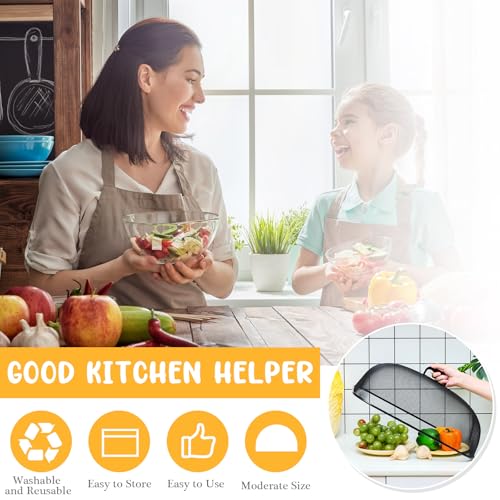 4 Pcs Metal Mesh Screen Food Cover for Outdoors Set Large 18.5 Inch Mesh Food Tents for Picnic Indoor Plate (Black)