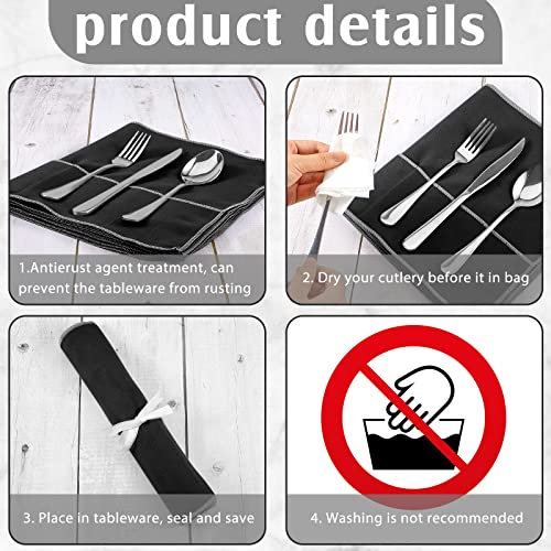 18 Pcs Anti Tarnish Silverware Storage Bags Felt (12 Slots / Black)