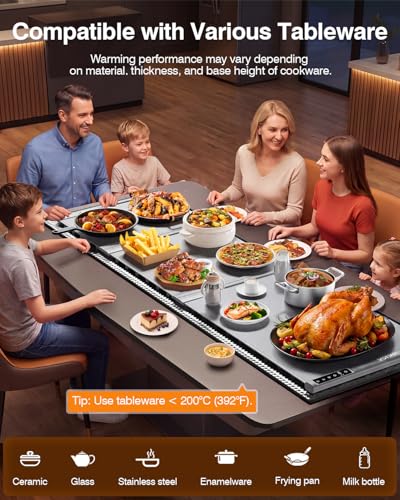 54'' Food Warming Mat with Heat (2X-Large-54*16'' / Silver Gray)