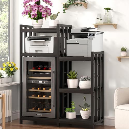 Kitchen Storage Shelf Bakers Rack (Black Wooden No Wheels)