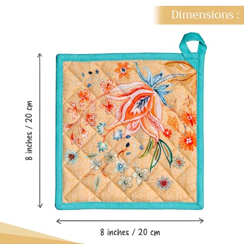 Pot Holders 100% Cotton Potholders (041 - Luxury Loft - Peach / 8" x 8" (Pot Holder Pack of 2))