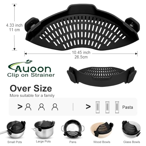 Pot Strainer Clip on Silicone (Black / Large 10.45 x 4.33 in)