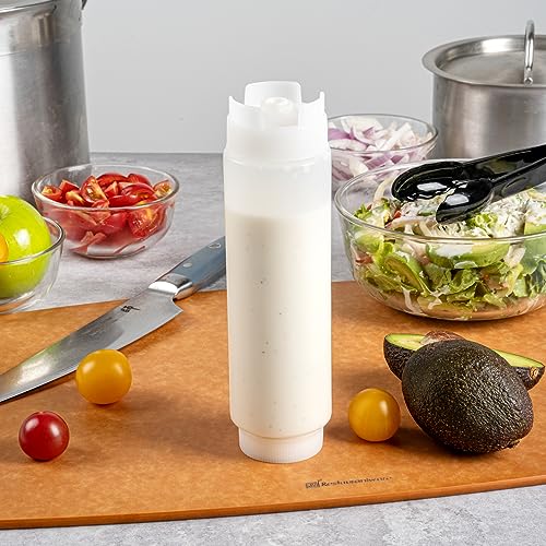 First In First Out 16 Ounce Condiment Squeeze Bottle 6 Refillable Lid FIFO Squeeze Bottle (6 Count)
