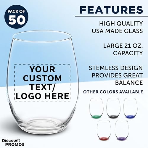 50 ARC Stemless Wine Glasses Set (50 Count)