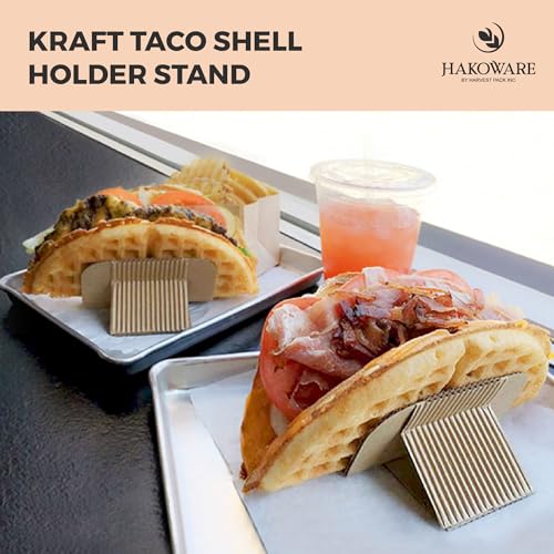 Disposable Kraft Paper Taco Holder Stand Food Tray Plates for Tacos & Pita