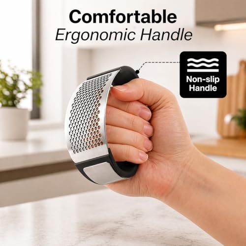 Stainless Steel Garlic Press Rocker Set (Black)