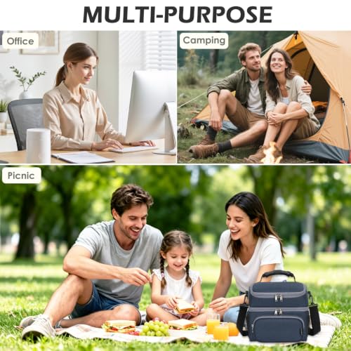 Double Layer Cooler Insulated Lunch Bag Adult Lunch Box Large Tote Bag for Men