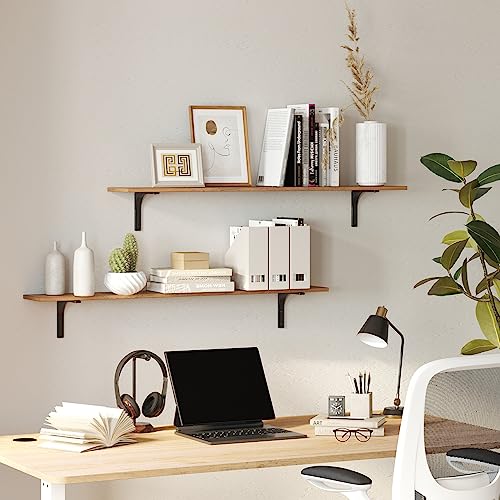 Long Wall Shelves (Rustic Brown / 31.5 Inch)
