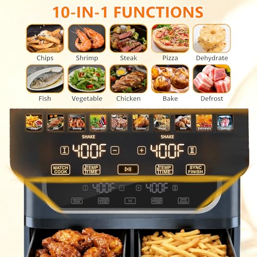 9.5 Qt Dual Basket Air Fryer (Gray-9.5Qt-V1 / 9.5Qt(Dual Style))