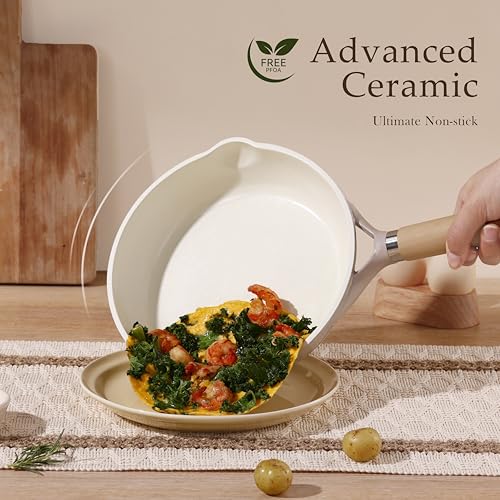 10" Ceramic Frying Pan with Lid (Taupe / 10 inch With Lid)