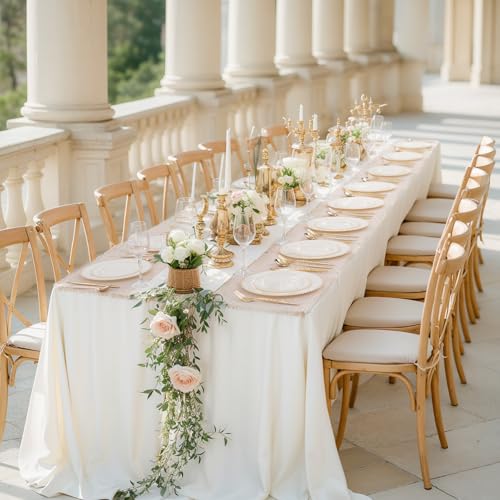 100pcs Ivory Plastic Plates with Gold Beads for Wedding & Party (100 Count)