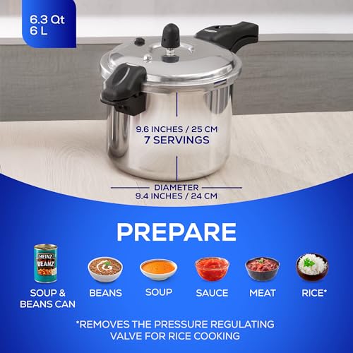 6.3 Quart / 6 Liter) Olla de Presion, Aluminum Stovetop Pressure Pot with 6 Safety Systems, 7-Serving Family Size, Pressure Cooker made in Colombia, 25-Year Warranty