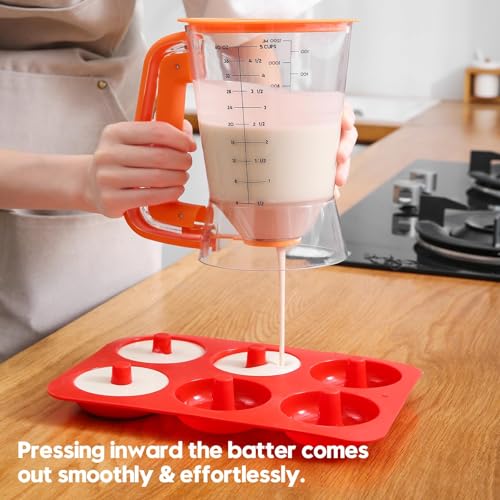 Pancake Batter Dispenser 5 Cup with Sturdy Handle (Orange)